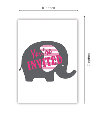 Elephant Baby Shower Invitations  | Pink Theme