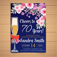 70th Birthday Theme  Party Invitation Cards