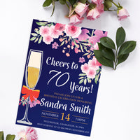 70th Birthday Theme  Party Invitation Cards