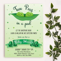 Twin Baby Shower Invitation | Two Peans in a pod