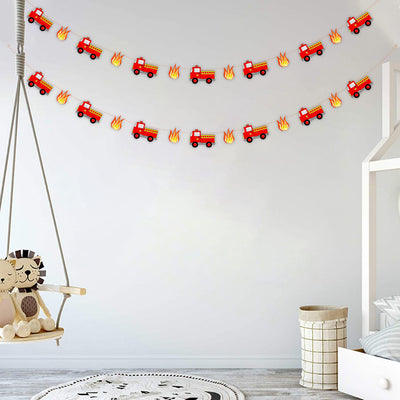 Fire Truck Birthday Theme Decorations | Fire Truck Happy Birthday Garlands