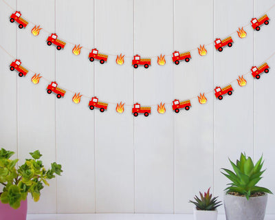 Fire Truck Birthday Theme Decorations | Fire Truck Happy Birthday Garlands