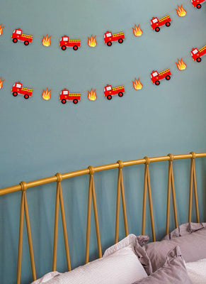 Fire Truck Birthday Theme Decorations | Fire Truck Happy Birthday Garlands