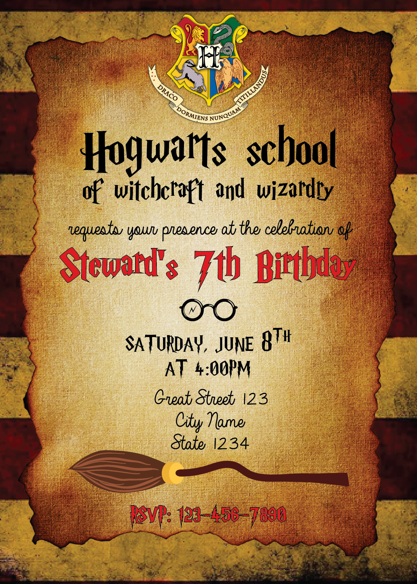 Harry Potter Party Birthday Invitation