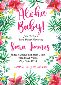 Aloha Party Theme Invitations | Hawaiian Baby Shower Party Ideas