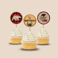 Lumberjack  Birthday Cake Ideas | Birthday Party Cupcake Toppers