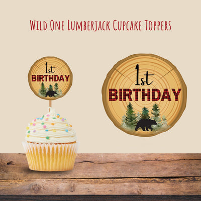 Lumberjack  Birthday Cake Ideas | Birthday Party Cupcake Toppers