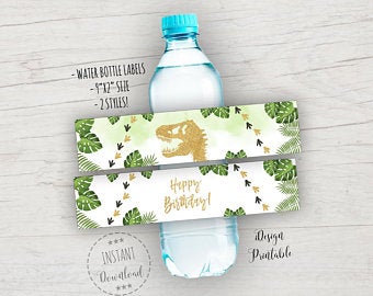 Dinosaur Birthday Party Decoration |Dinosaur Party Water Bottle Labels