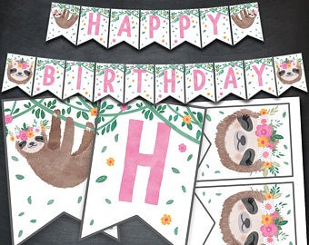 Sloth Birthday Party Decorations | Sloth Party Banner