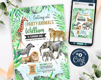 Safari Birthday Party Invitations | Boy Birthday Party Ideas