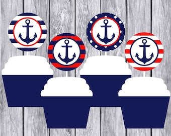 Nautical Baby Shower Ideas | Boy Baby Shower Cupcake Toppers