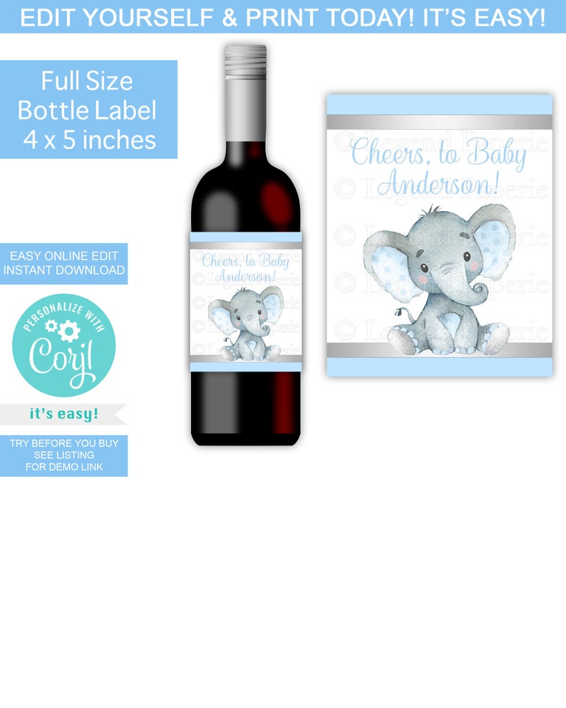 Baby Shower Wine Bottle Stickers