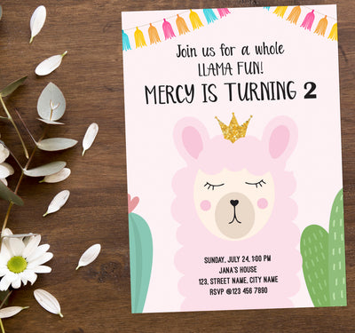 Llama Party Invitation  | Llama Birthday Party Supplies