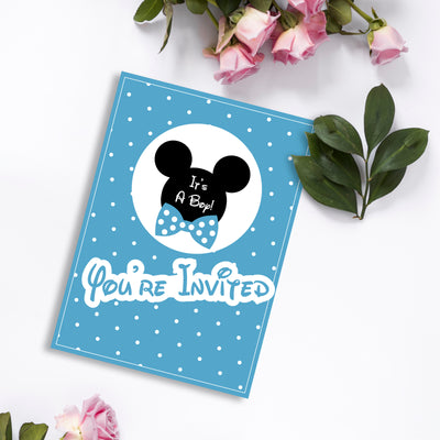 Baby Shower Invitations for Boys | Mickey Mouse Theme Party Invitations