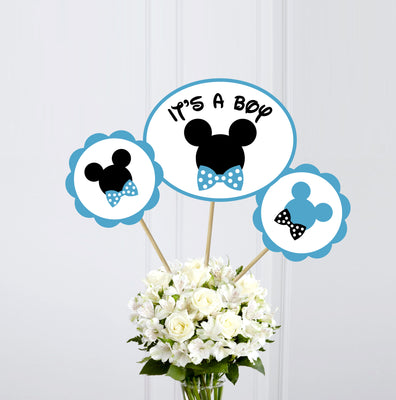 Mickey Mouse  Baby Shower Cupcake Toppers | Cupcake Decorations for Baby Shower