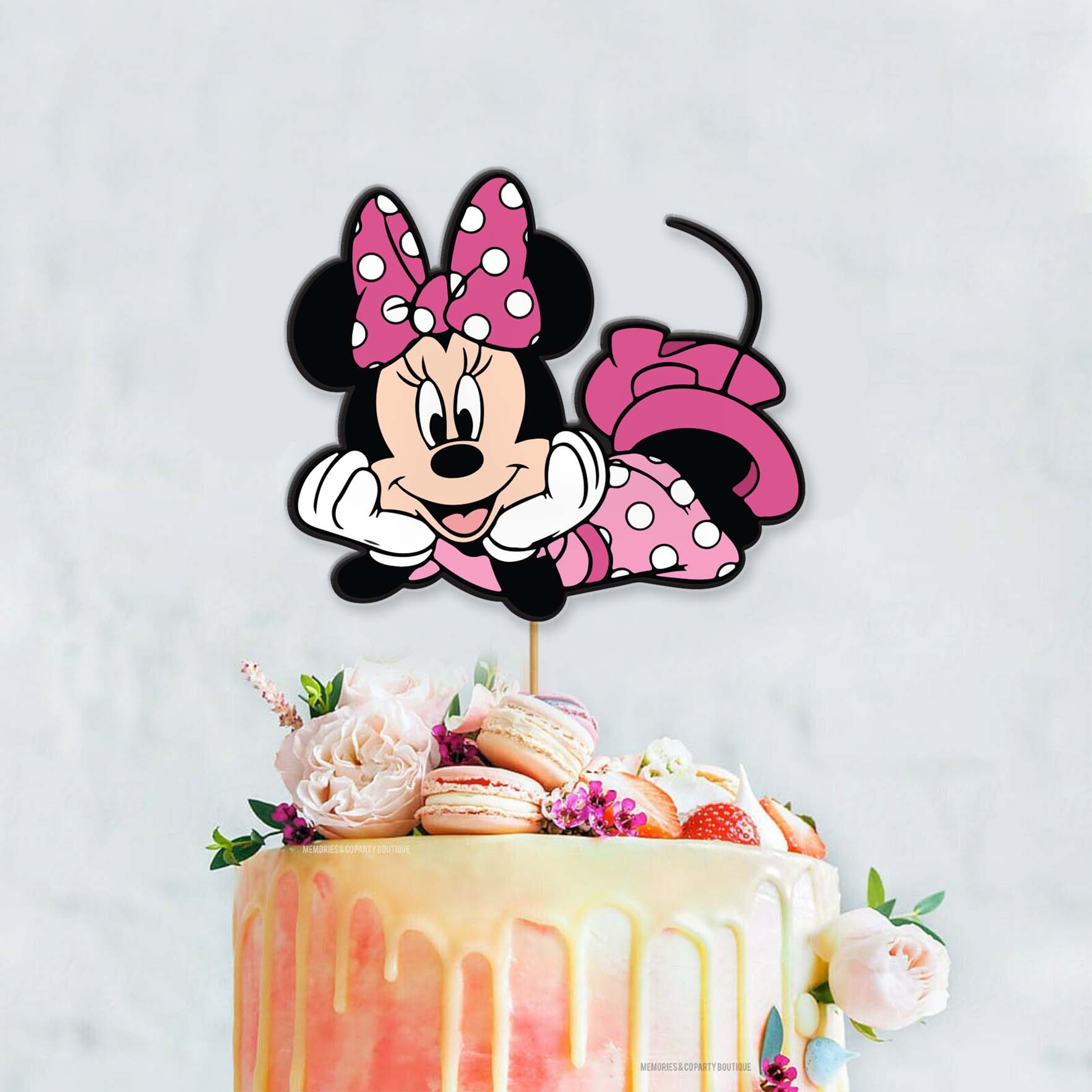 Amazon.com: Mouse Cake Topper Pink Bow and Ears Party Supplies Decorations  for Baby Girl Birthday : Grocery & Gourmet Food