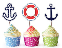 Nautical Birthday Party Decorations | Birthday Cupcake Toppers Boy