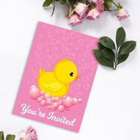 Pink Duck Theme Party Supplies | Baby Shower Invitation for Girl