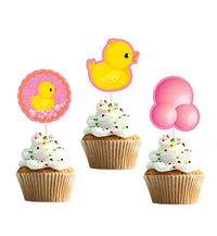 Baby Shower Theme Cupcake Topper | Pink Duck Theme Cake Decorations