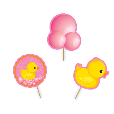 Baby Shower Theme Cupcake Topper | Pink Duck Theme Cake Decorations