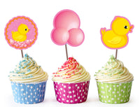 Baby Shower Theme Cupcake Topper | Pink Duck Theme Cake Decorations