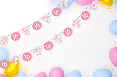 Sweet 16 Happy Birthday Party Decorations | 16 Birthday Themed Garlands