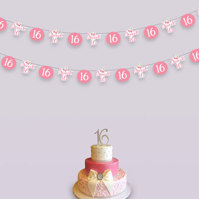 Sweet 16 Happy Birthday Party Decorations | 16 Birthday Themed Garlands