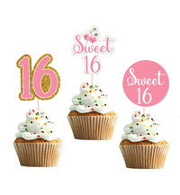 16th Birthday Cupcake Decorations | Sweet 16th Theme Birthday Cake Ideas