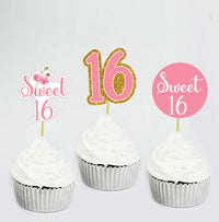 16th Birthday Cupcake Decorations | Sweet 16th Theme Birthday Cake Ideas