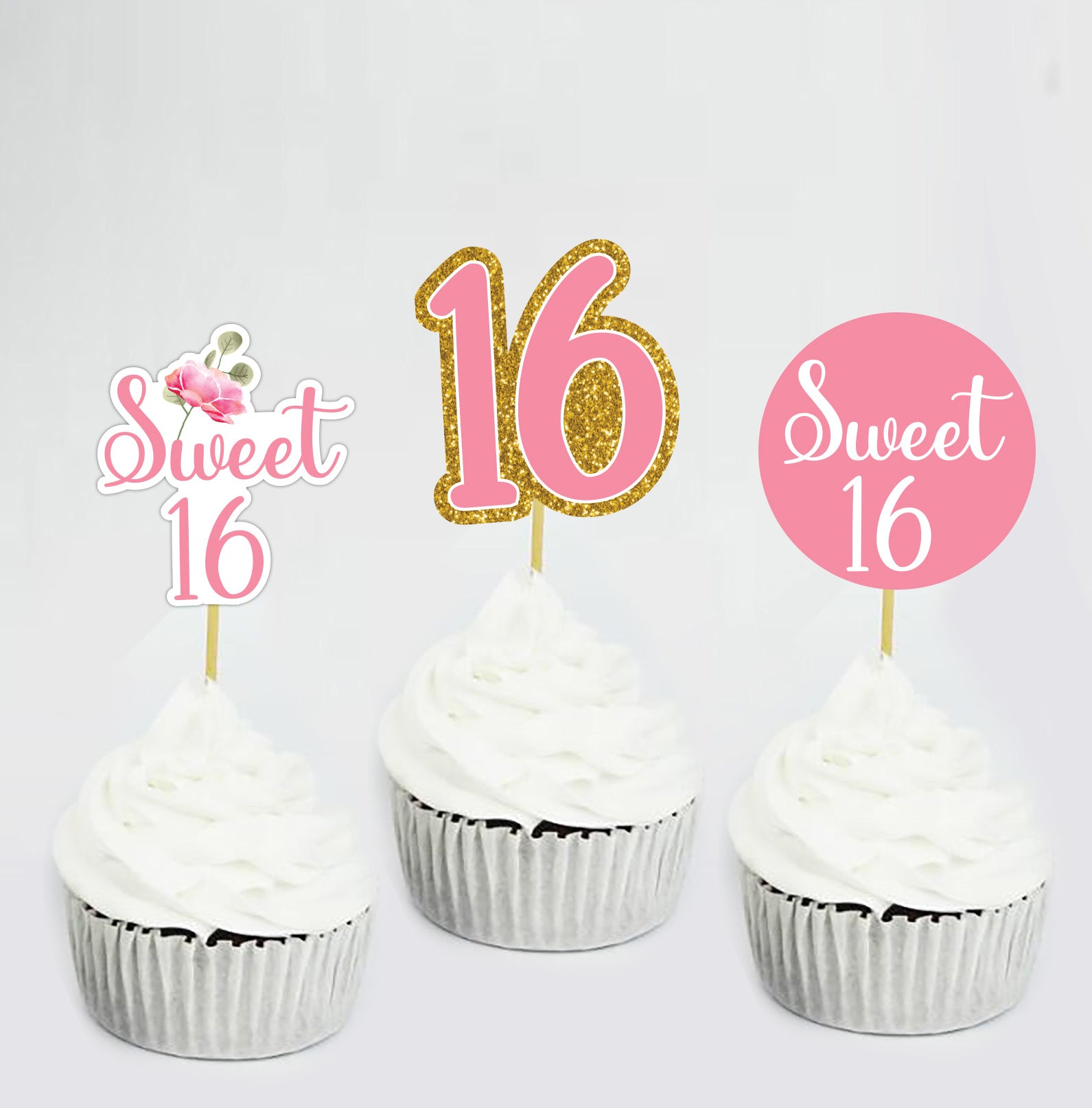 Sweet 16 Cupcake Decorations