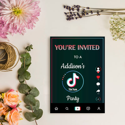 Tik Tok Theme Birthday Party Invitation | RSVP Invitation Cards