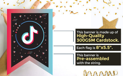 Tik Tok Theme Birthday Decorations | Tik Tok Birthday Banner