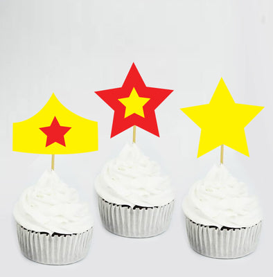 Wonder Woman Cup Cake Toppers | Wonder Woman Birthday