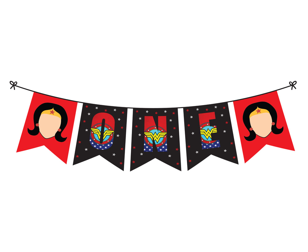 Wonder Woman First Birthday Theme - Banner